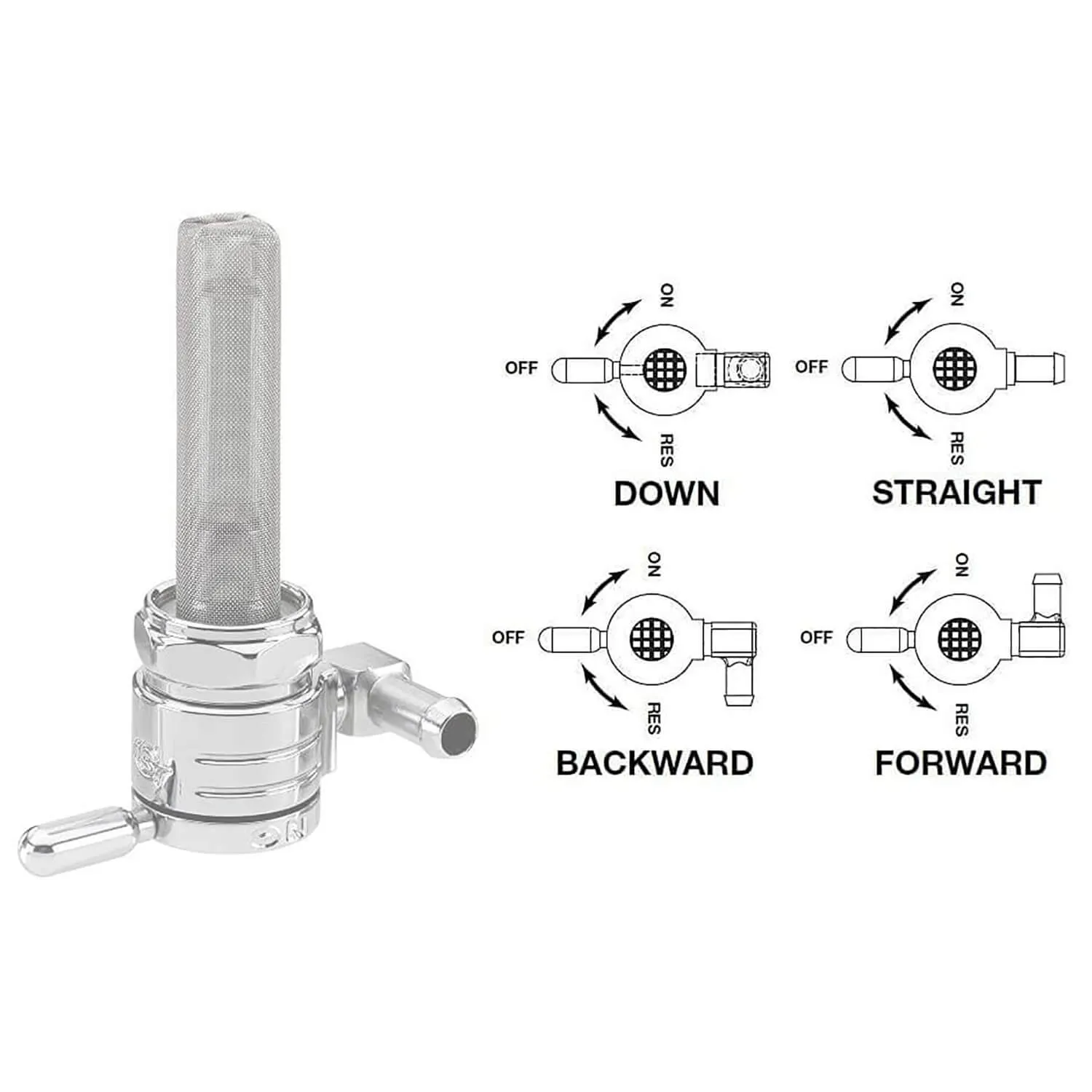 3/8 inch NPT Click-Slick Petcock - Round Body - Chrome - Downward