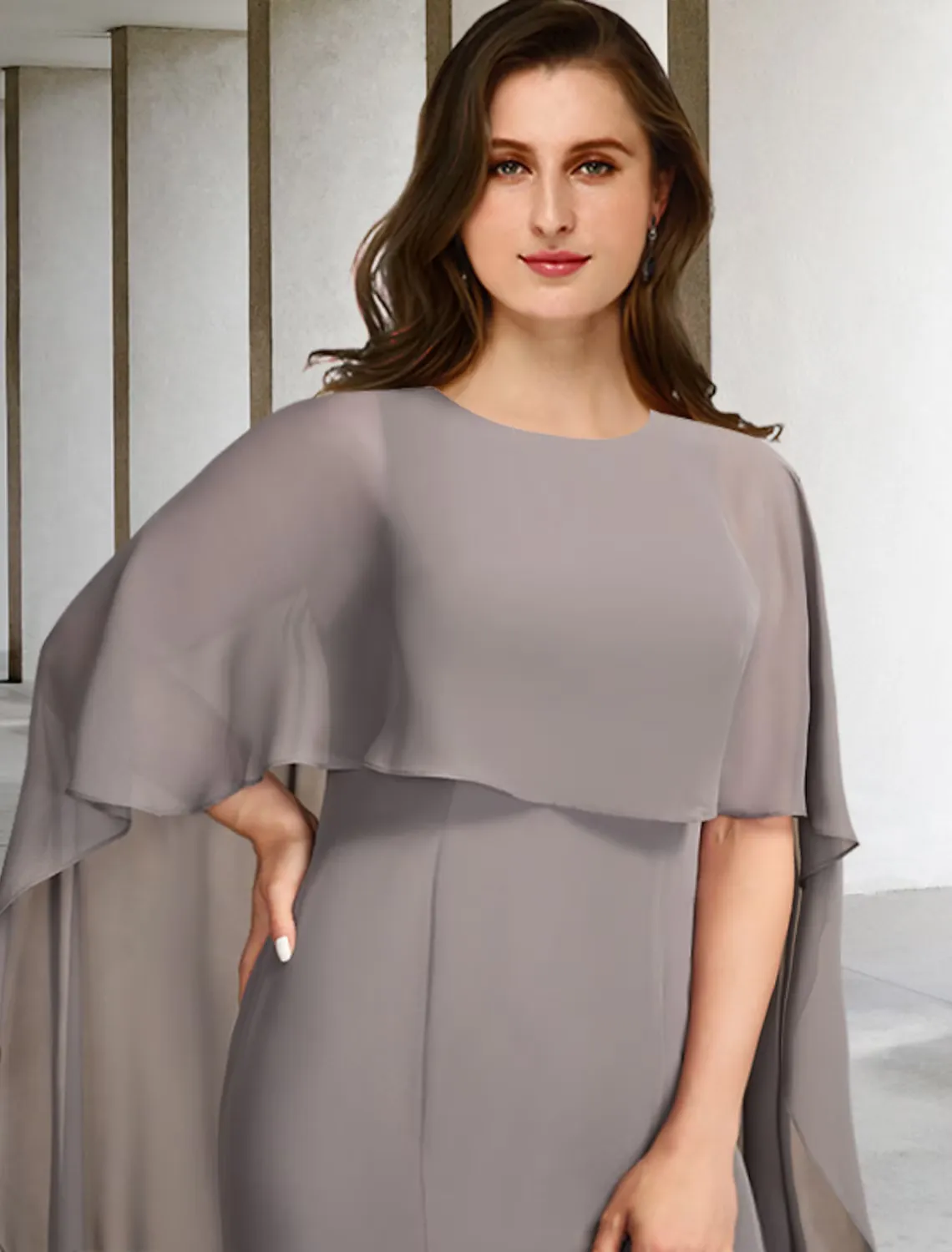 A-Line Plus Size Curve Mother of the Bride Dresses Elegant Dress Formal Sleeveless Chiffon with Slit