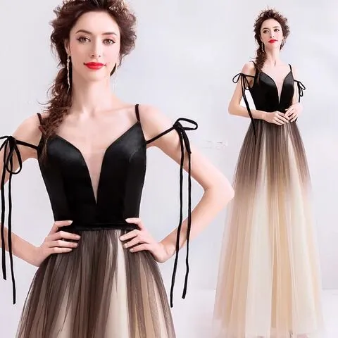 A Line Spaghetti Straps Tulle Long Prom Dress, Charming Evening Dresses PFP1612