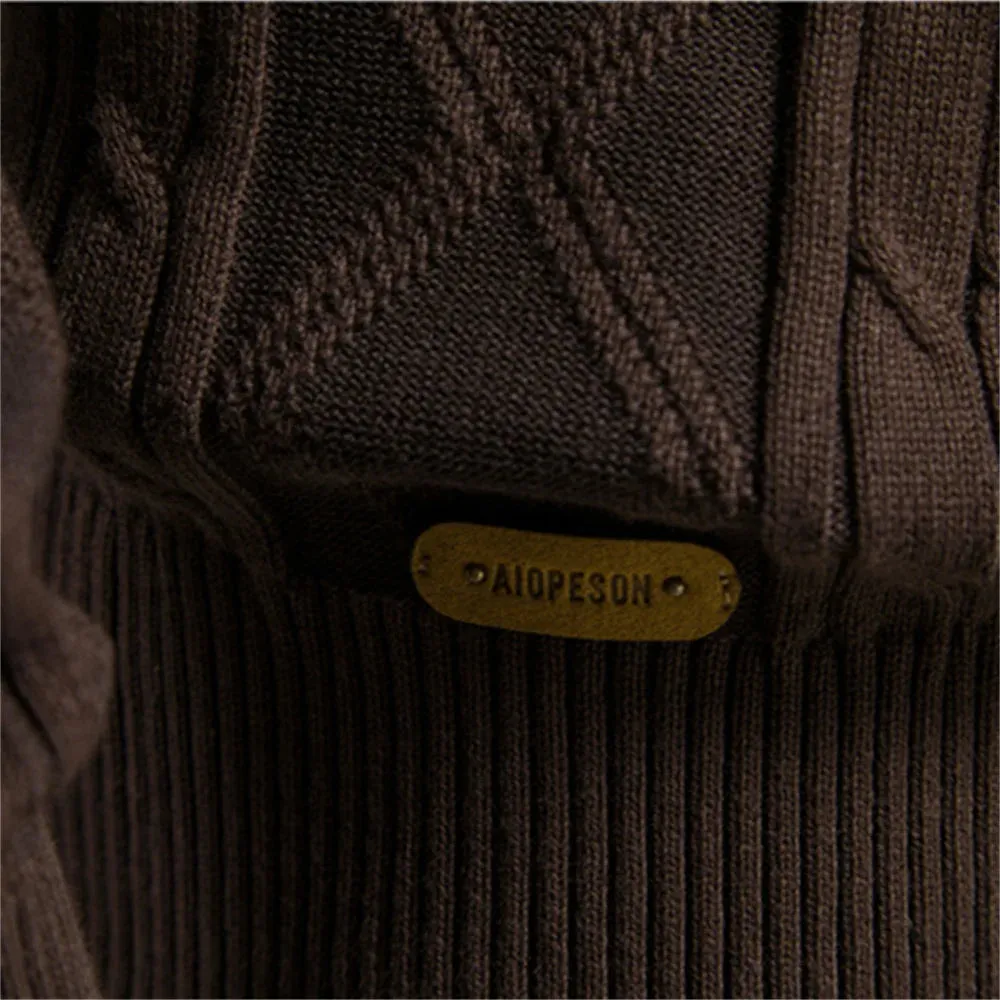 AIOPESON Cotton Argyle Cardigan Men Casual Single Breasted Solid Color Business Mens Cardigans New Winter Fashion Sweater Man