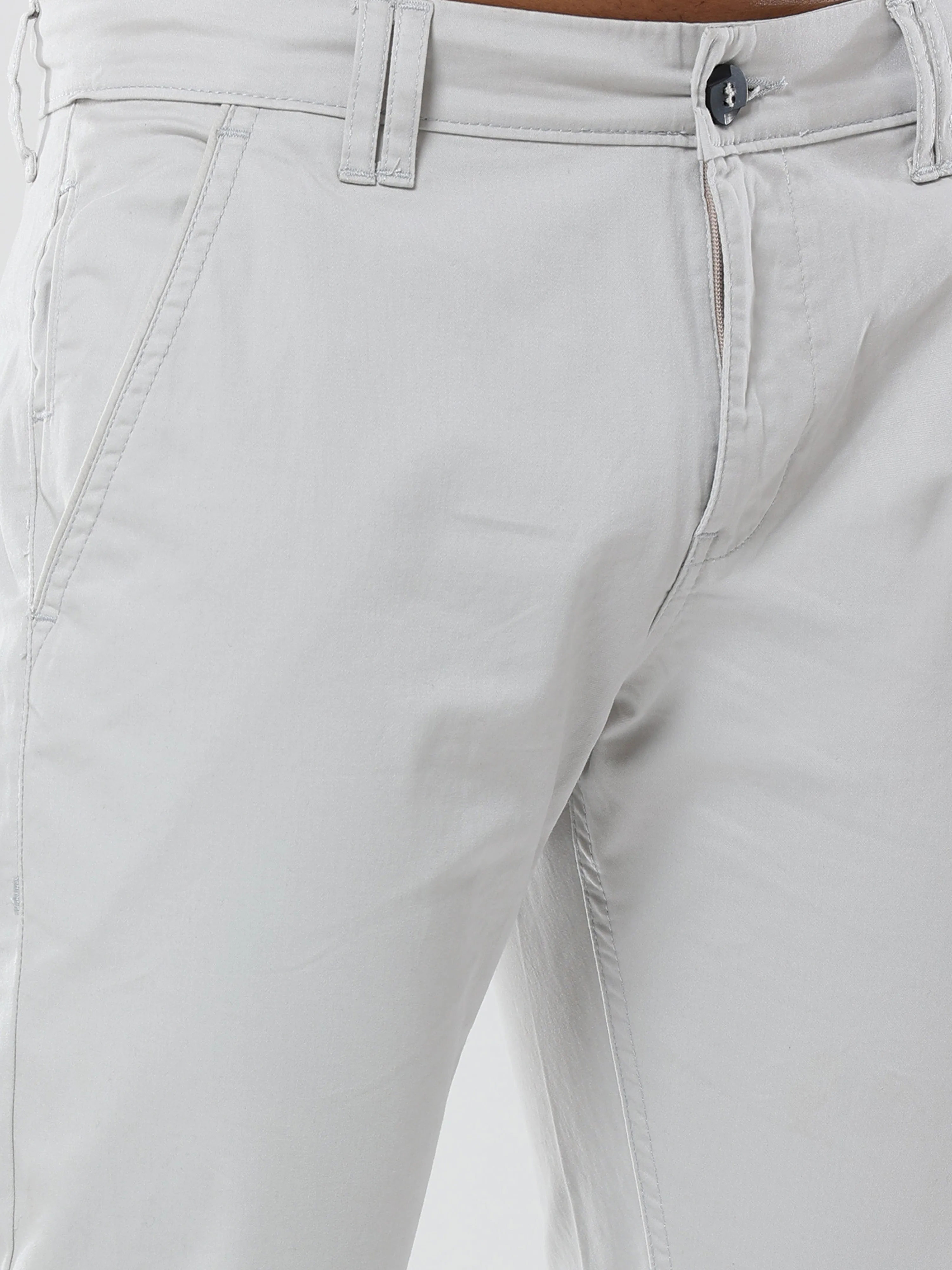 Albatross Plain classic Light gray chinos for mens