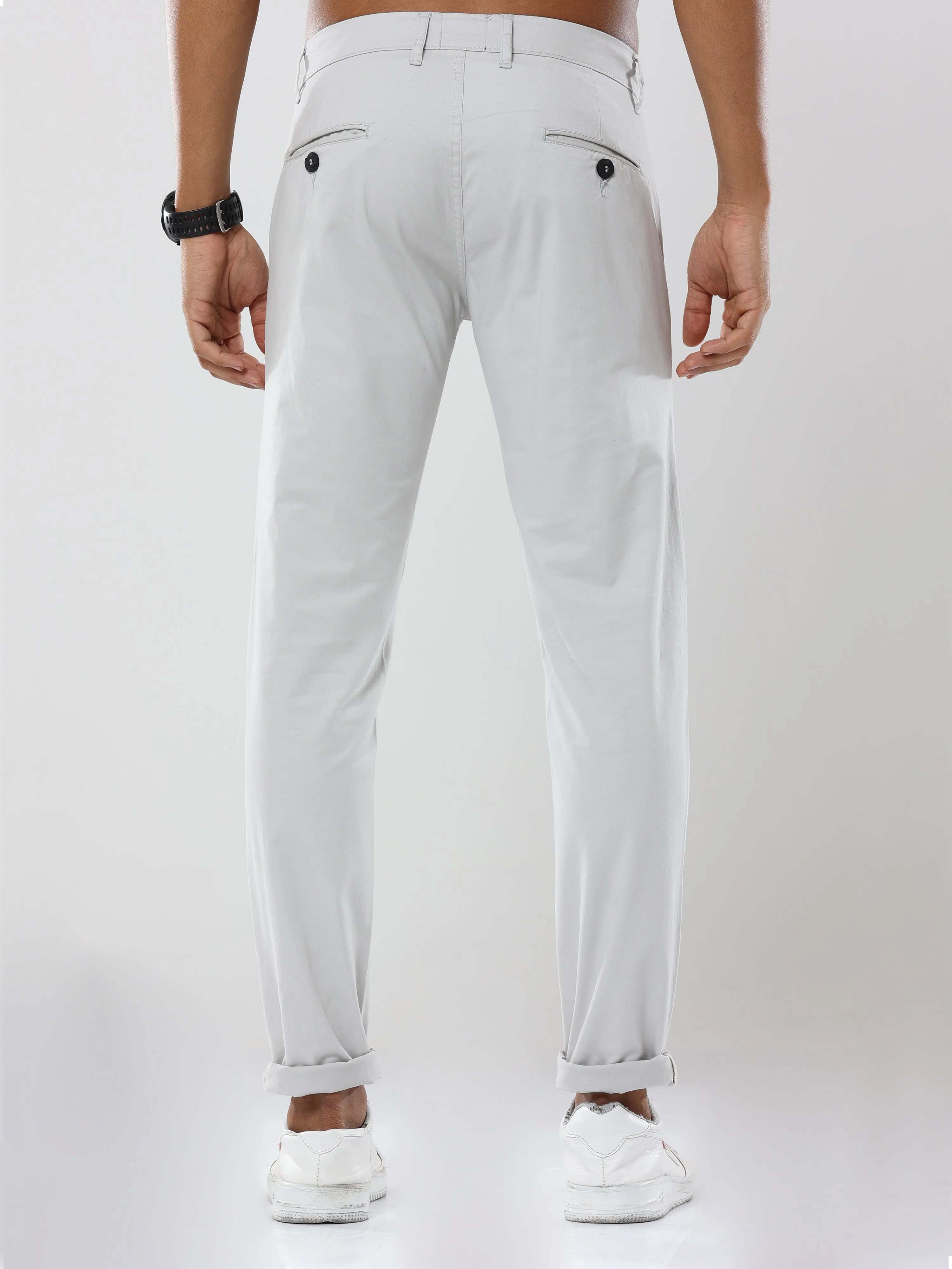 Albatross Plain classic Light gray chinos for mens