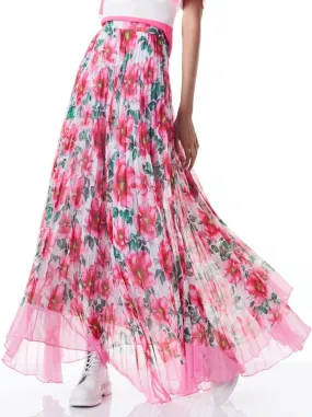 Alice   Olivia Katz Sunburst Pleated Maxi Skirt in High Tea Floral