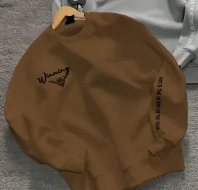 Article Name Wining Front Back  Embossed Printed  Sweat Shirt  Brown