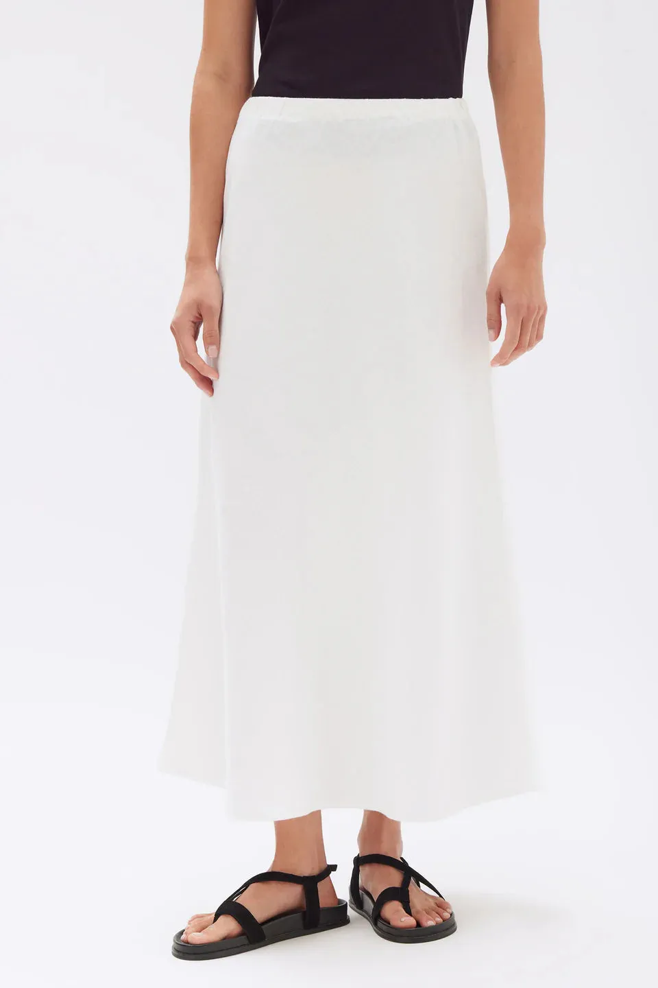 Assembly Label - Stella Linen Bias Skirt (White)