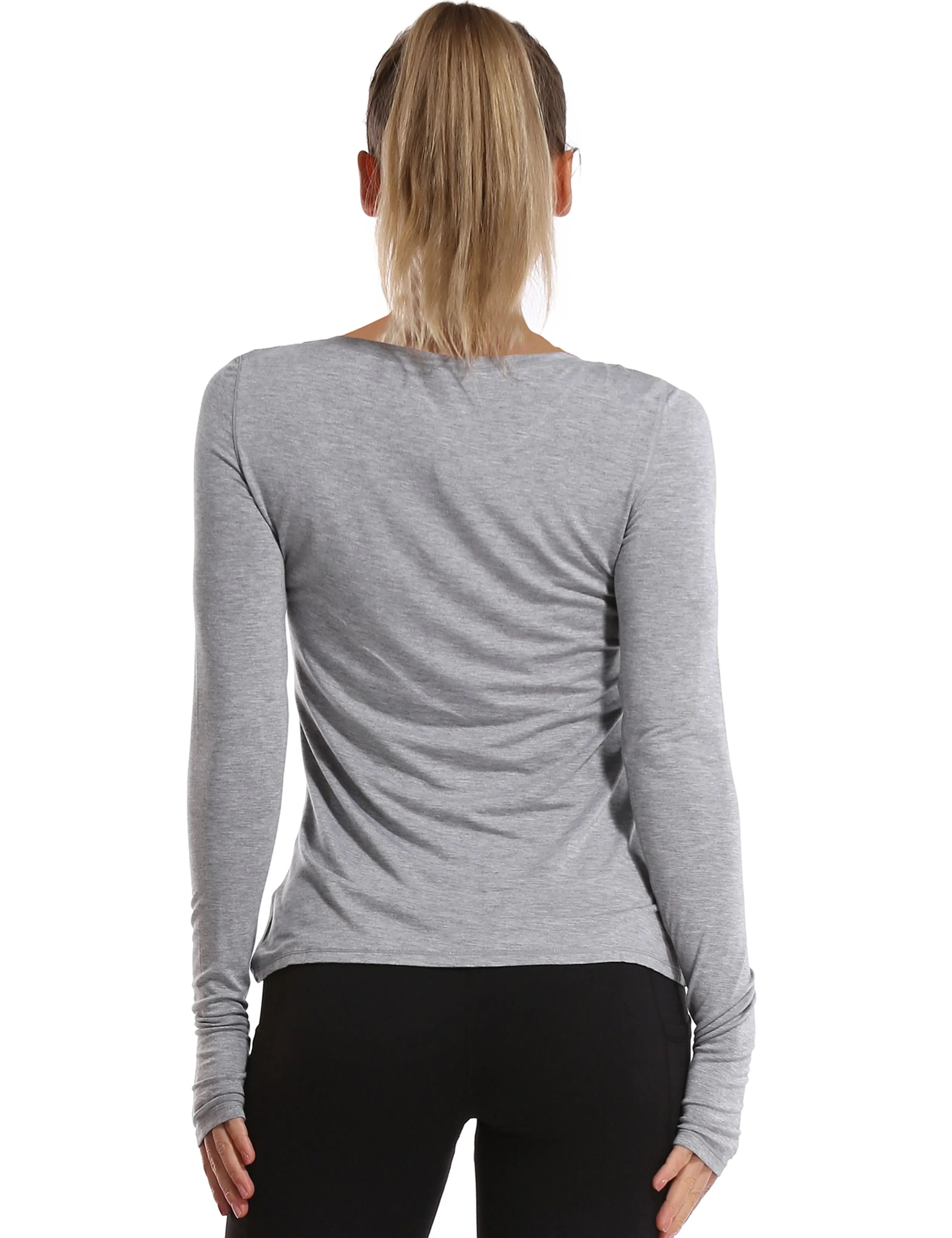 Athlete Long Sleeve Tops heathergray_Plus Size