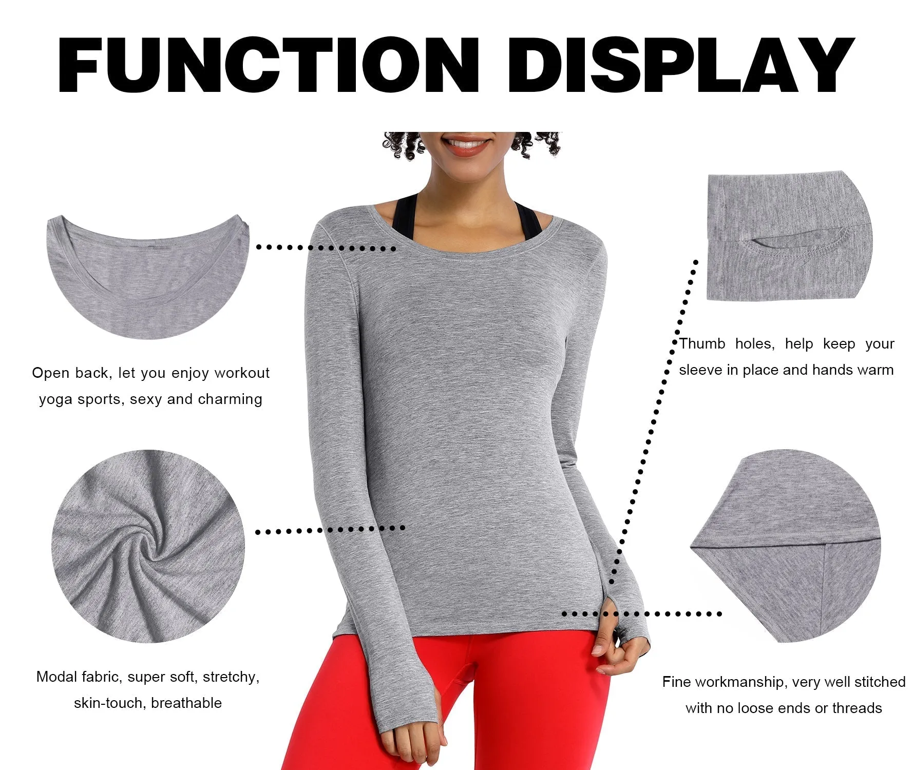 Athlete Long Sleeve Tops heathergray_Plus Size