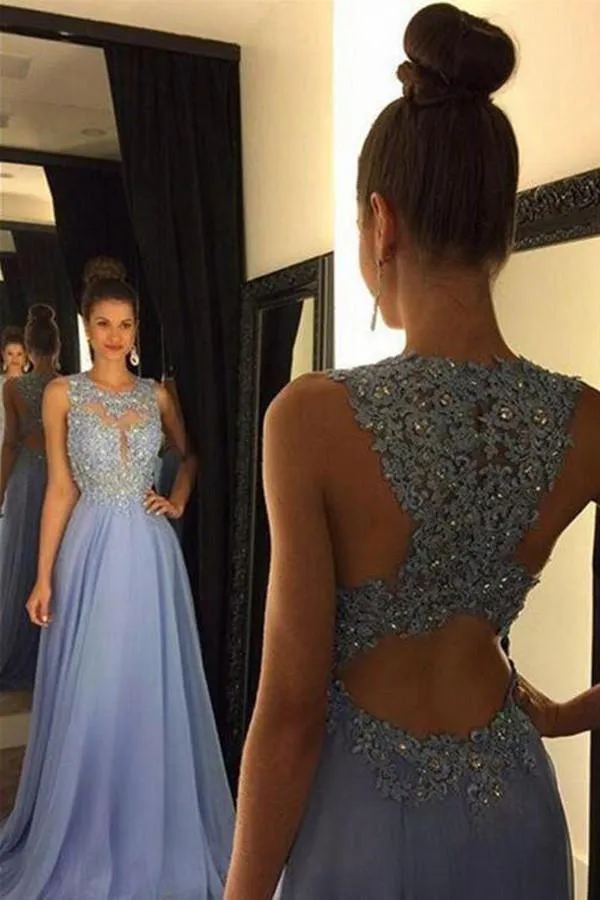 Blue Prom Dresses Elegant Evening Dresses Beaded Party Dresses PG376
