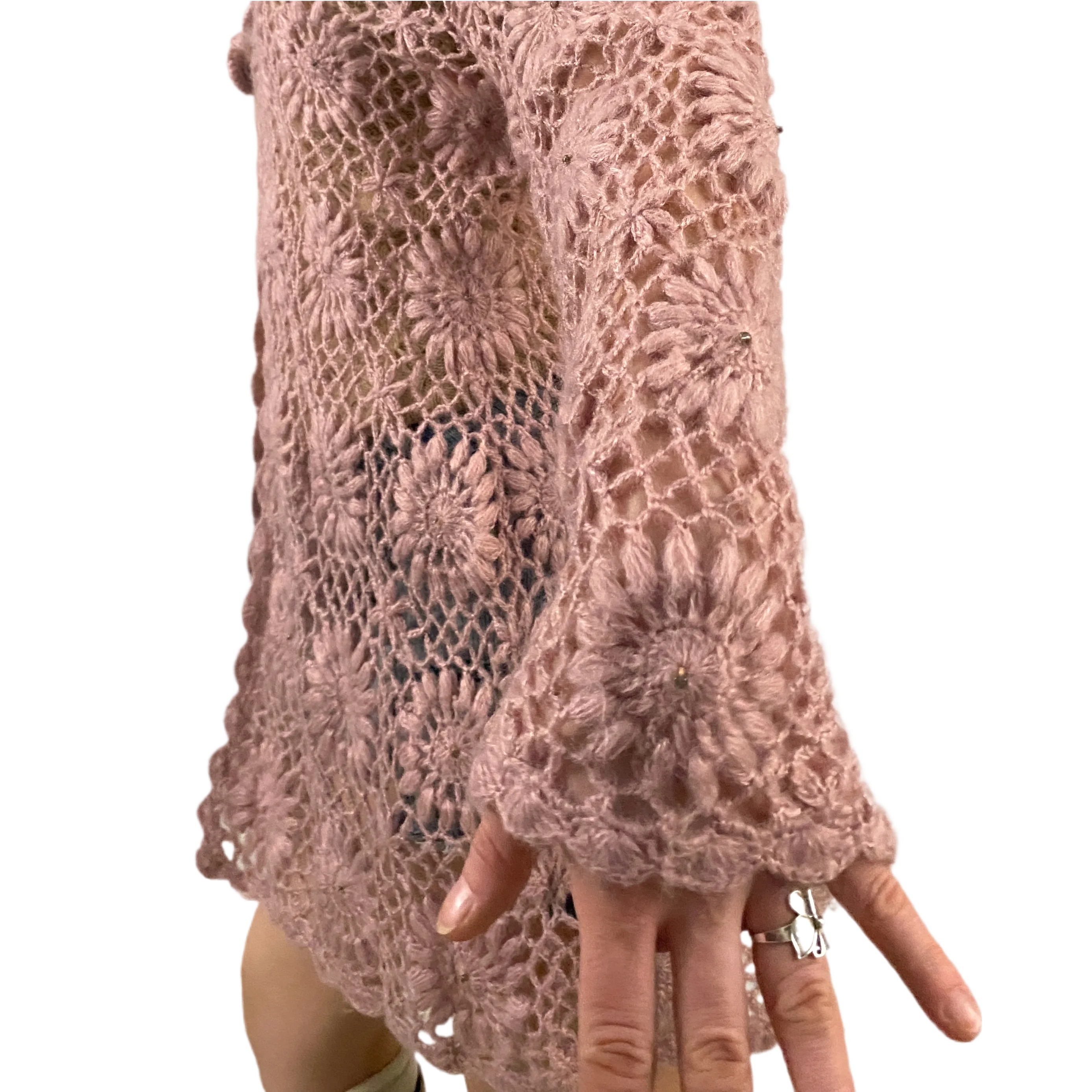 Blush Crochet Beaded Duster (M)