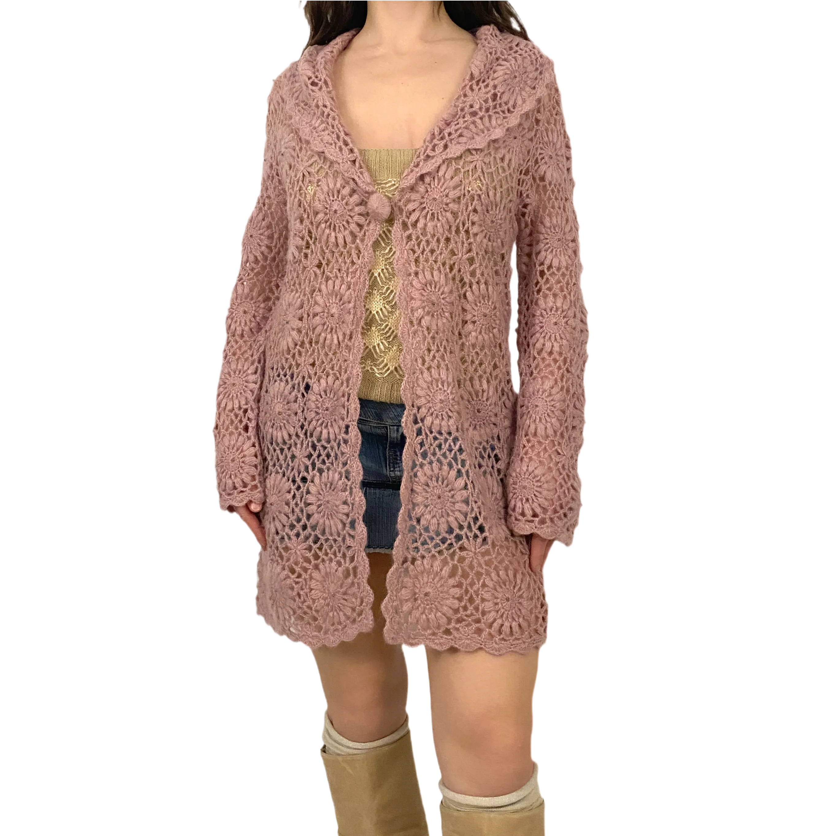 Blush Crochet Beaded Duster (M)