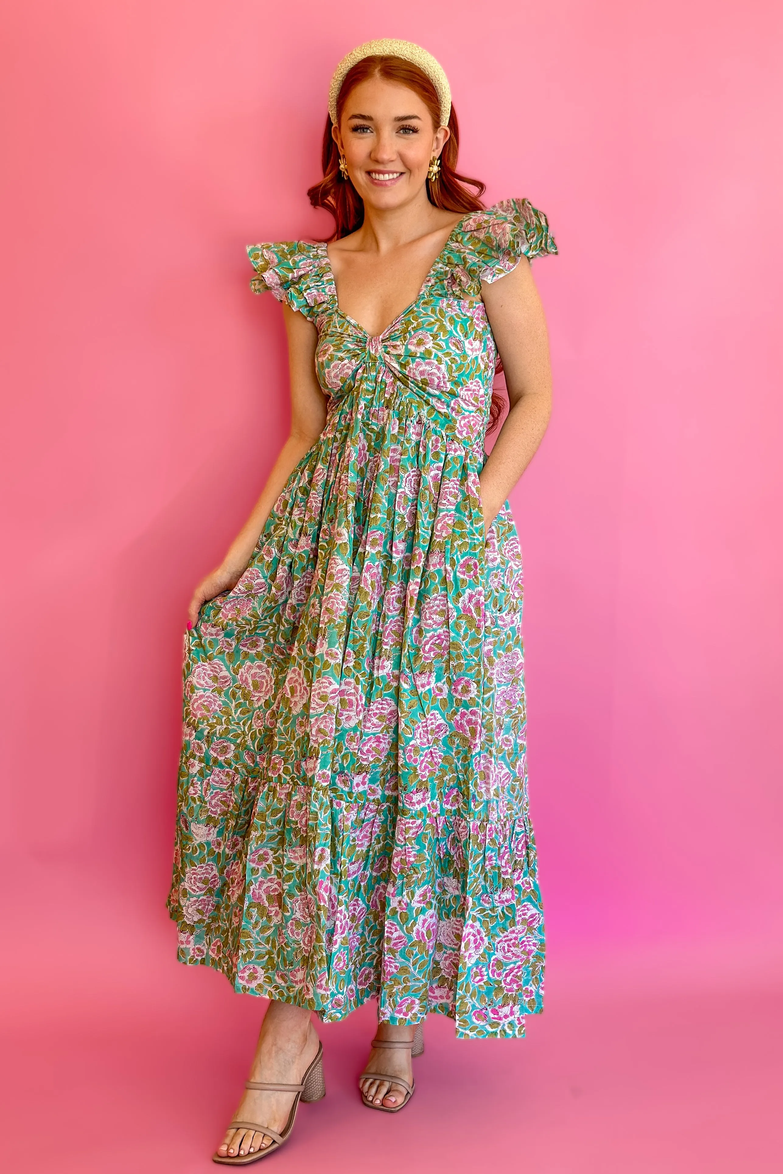 Bohemian Gemme Parker Maxi Dress- Turquoise Floral