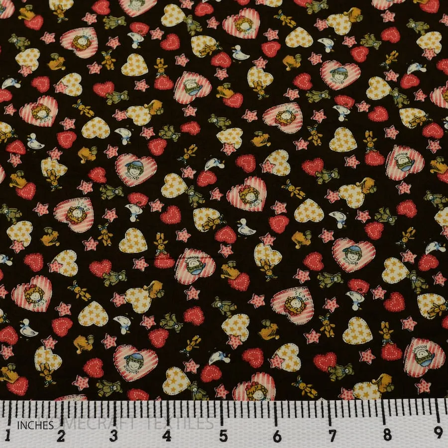 Brown Ducks & Dolls Cotton Print