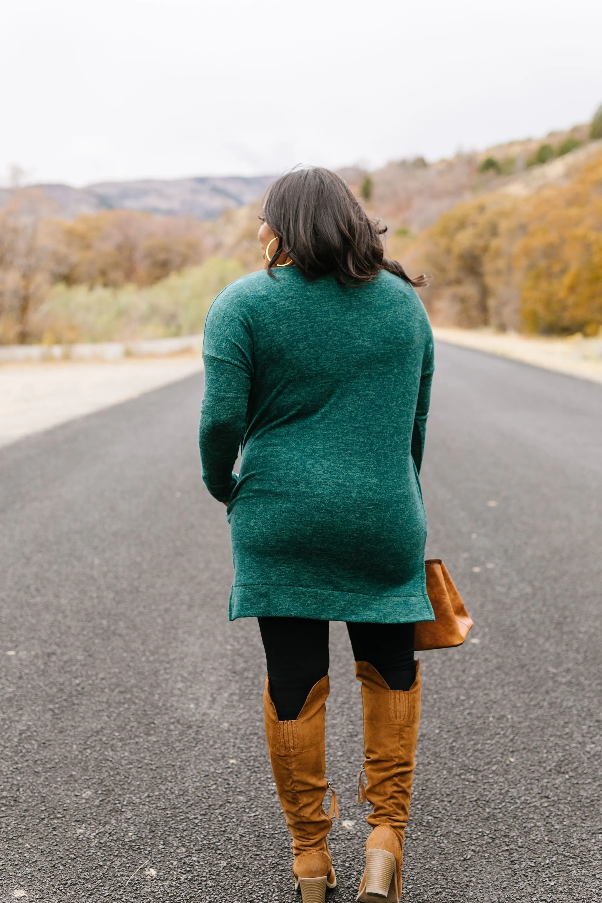 Brushed Melange V-Neck Sweater In Hunter Green