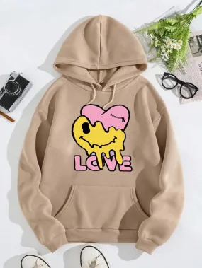 Camil Love Smile Printed Hoodie