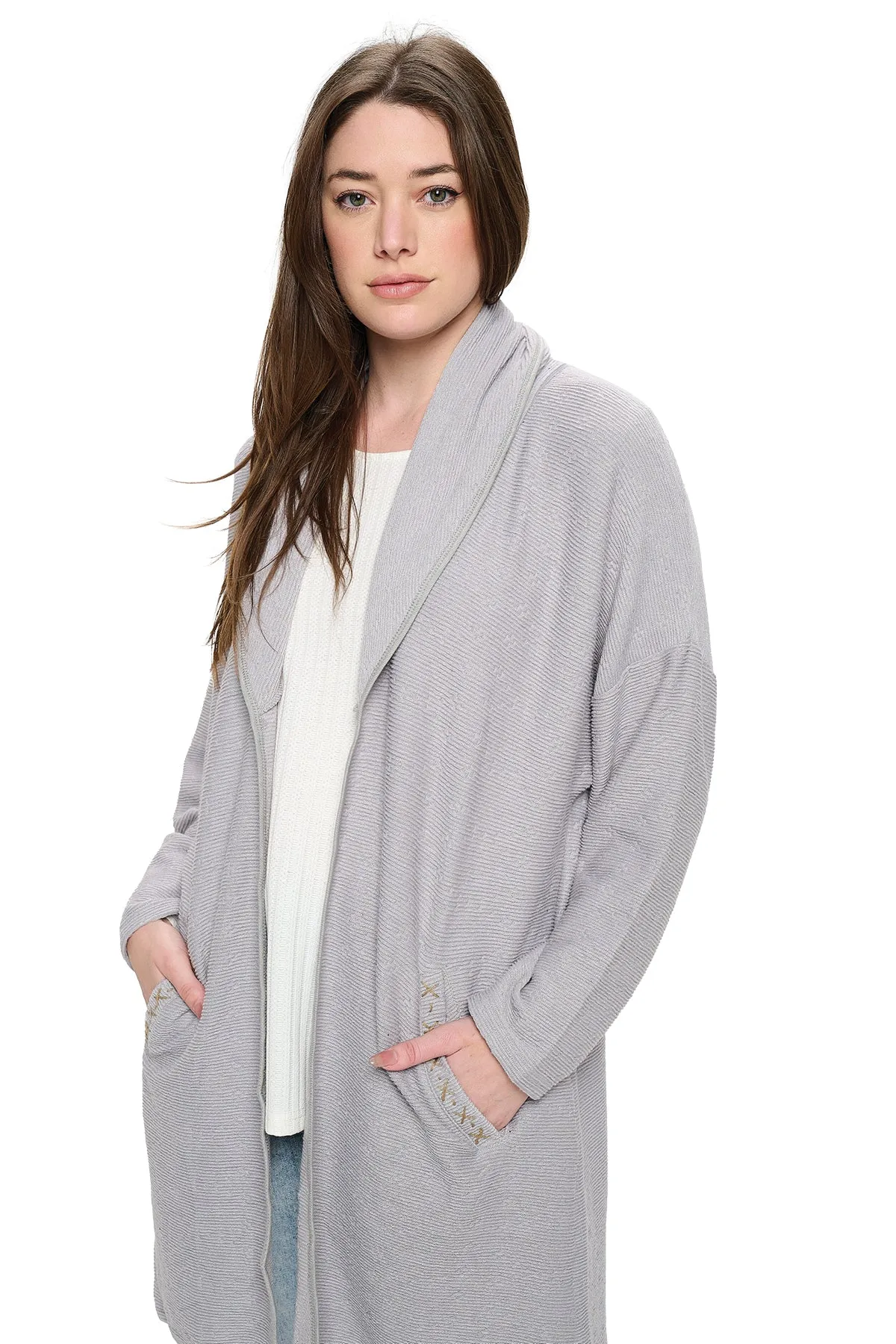 Cardigan Textured Oversized With Pockets