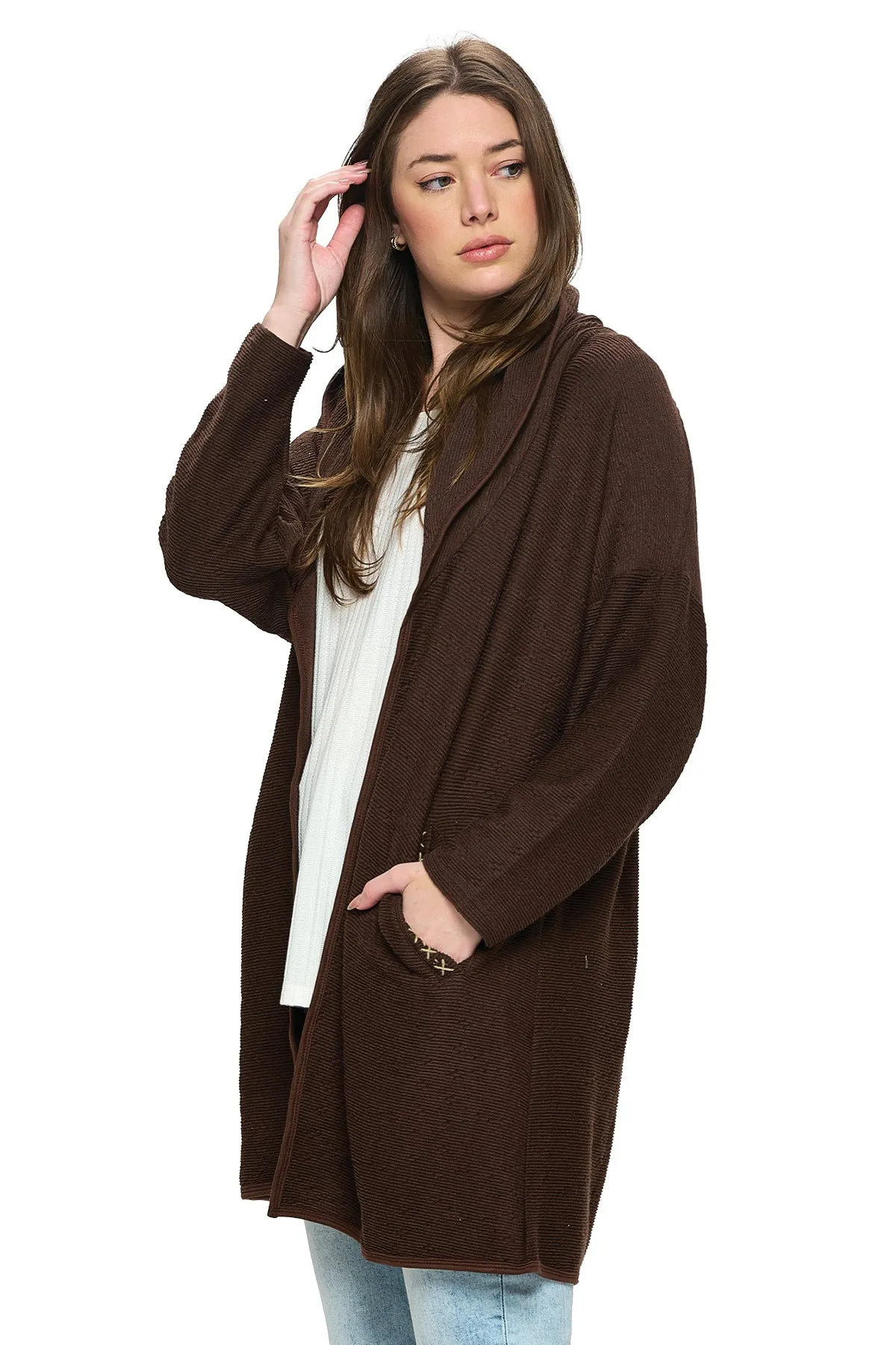 Cardigan Textured Oversized With Pockets