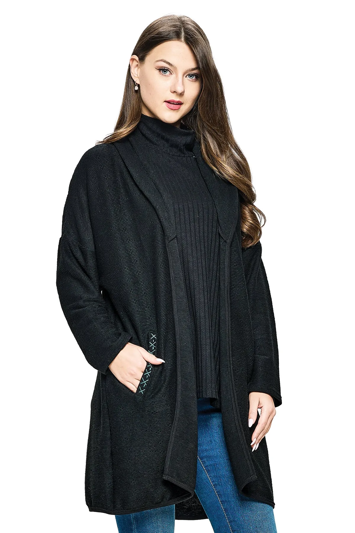 Cardigan Textured Oversized With Pockets