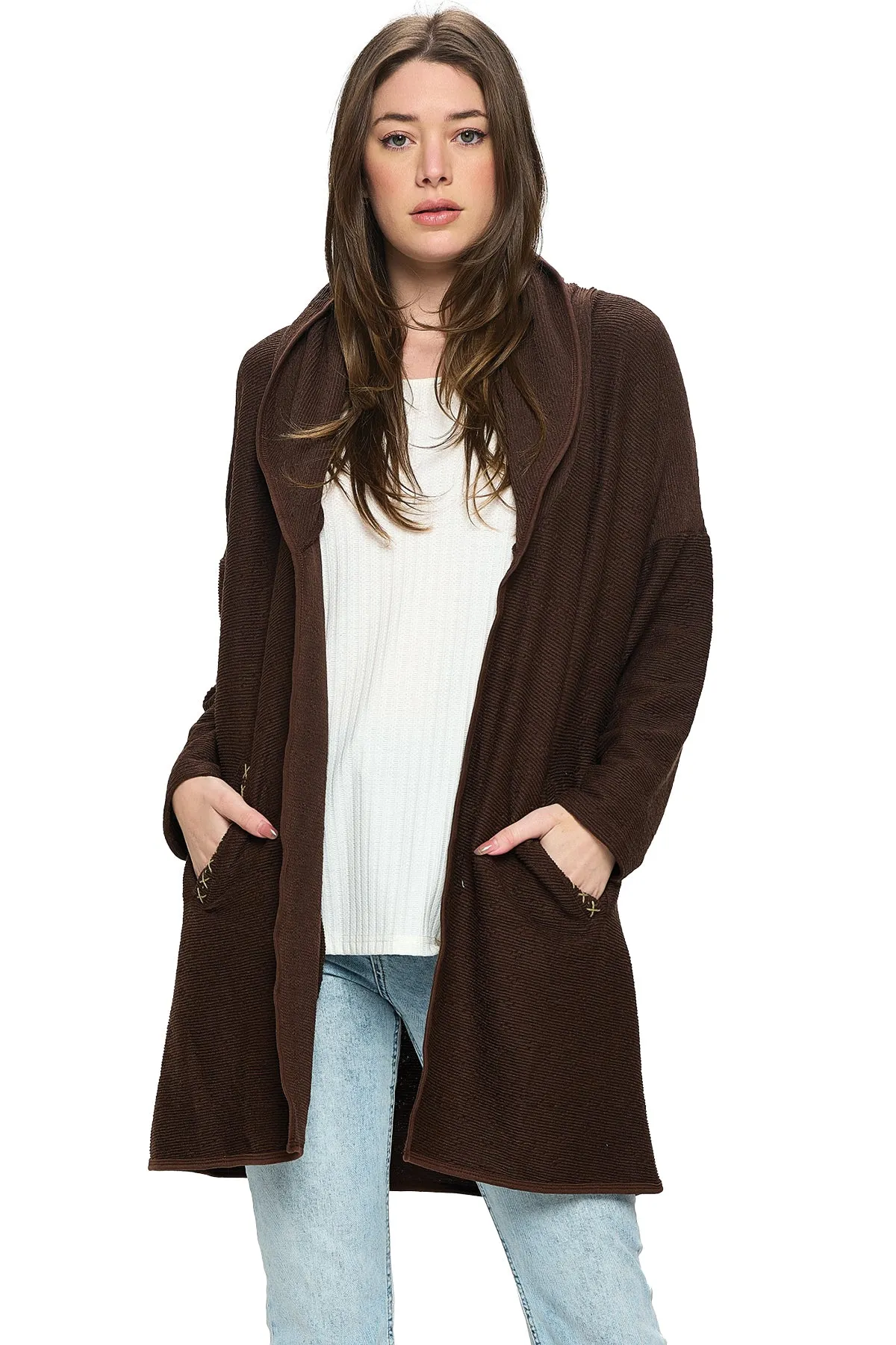 Cardigan Textured Oversized With Pockets