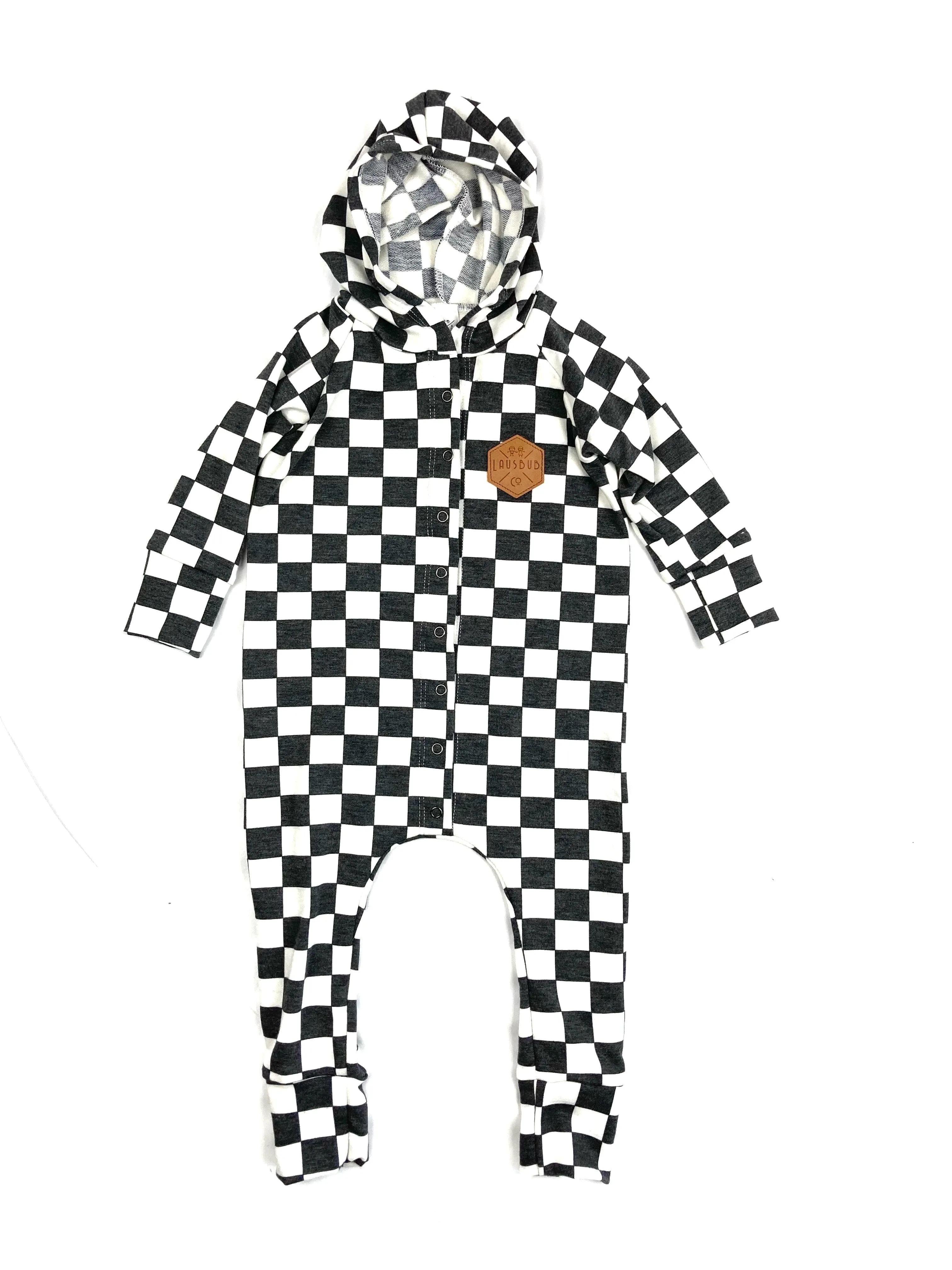Checkered snap romper