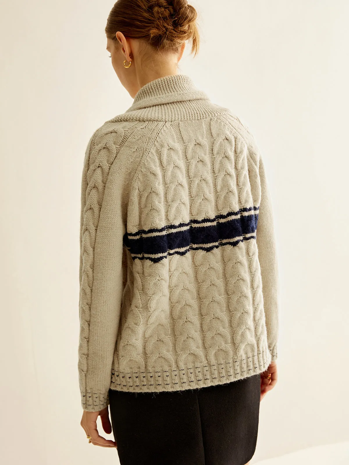 Chicmy-Winter Outfits Christmas Thanksgiving Gift New Year's Eve Outfits Streetwear Fashion Color Block Twist Zipper Knit Outerwear