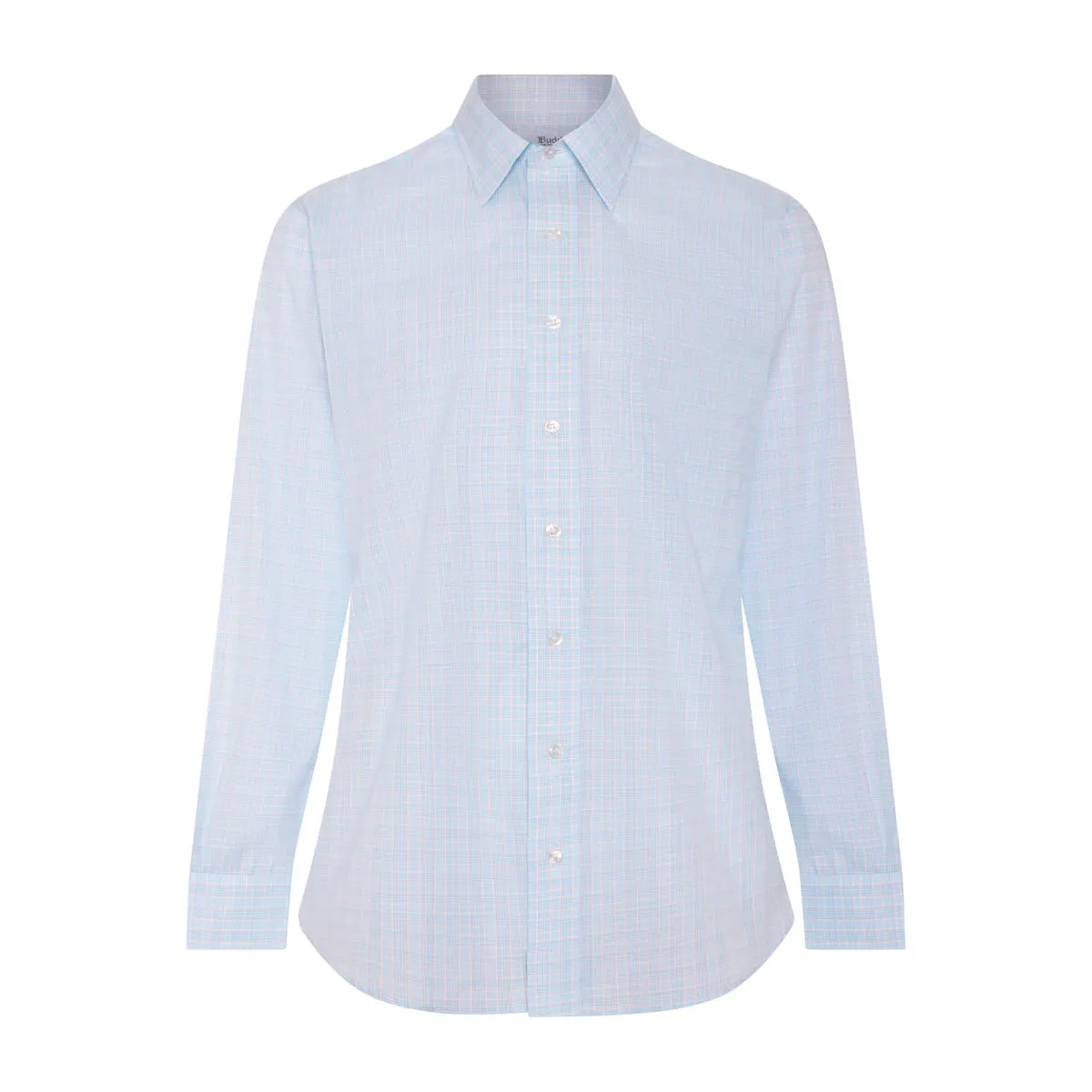 Classic Fit Chambray Check Button Cuff Shirt in Sky/Tan