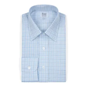 Classic Fit Chambray Check Button Cuff Shirt in Sky/Tan