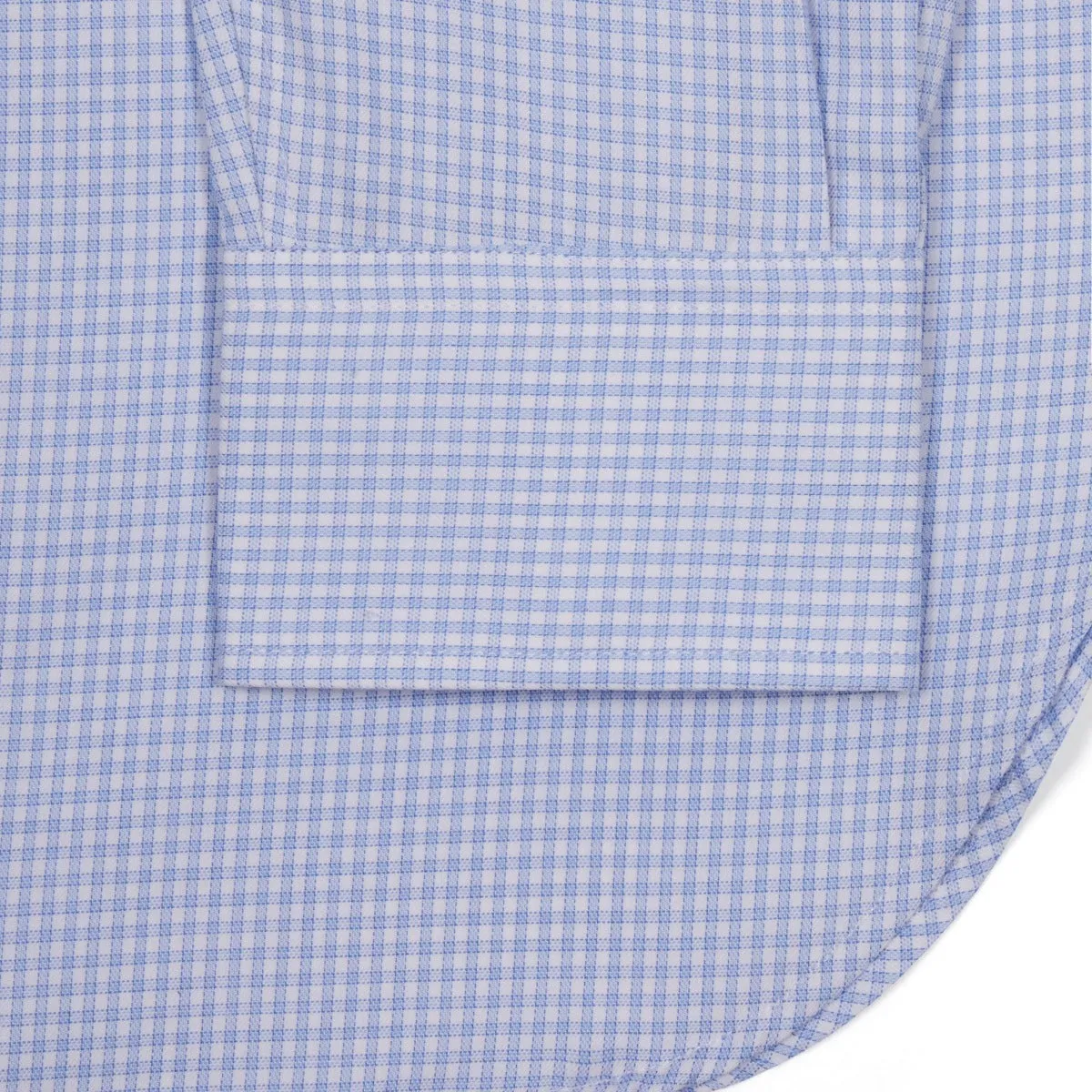Classic Fit Grid Check Fine Twill Button Cuff Shirt in Sky Blue