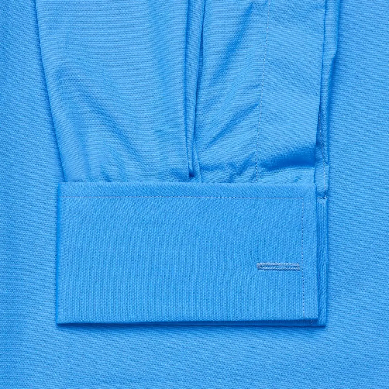 Classic Fit Swiss Poplin Double Cuff Shirt in Saxe Blue