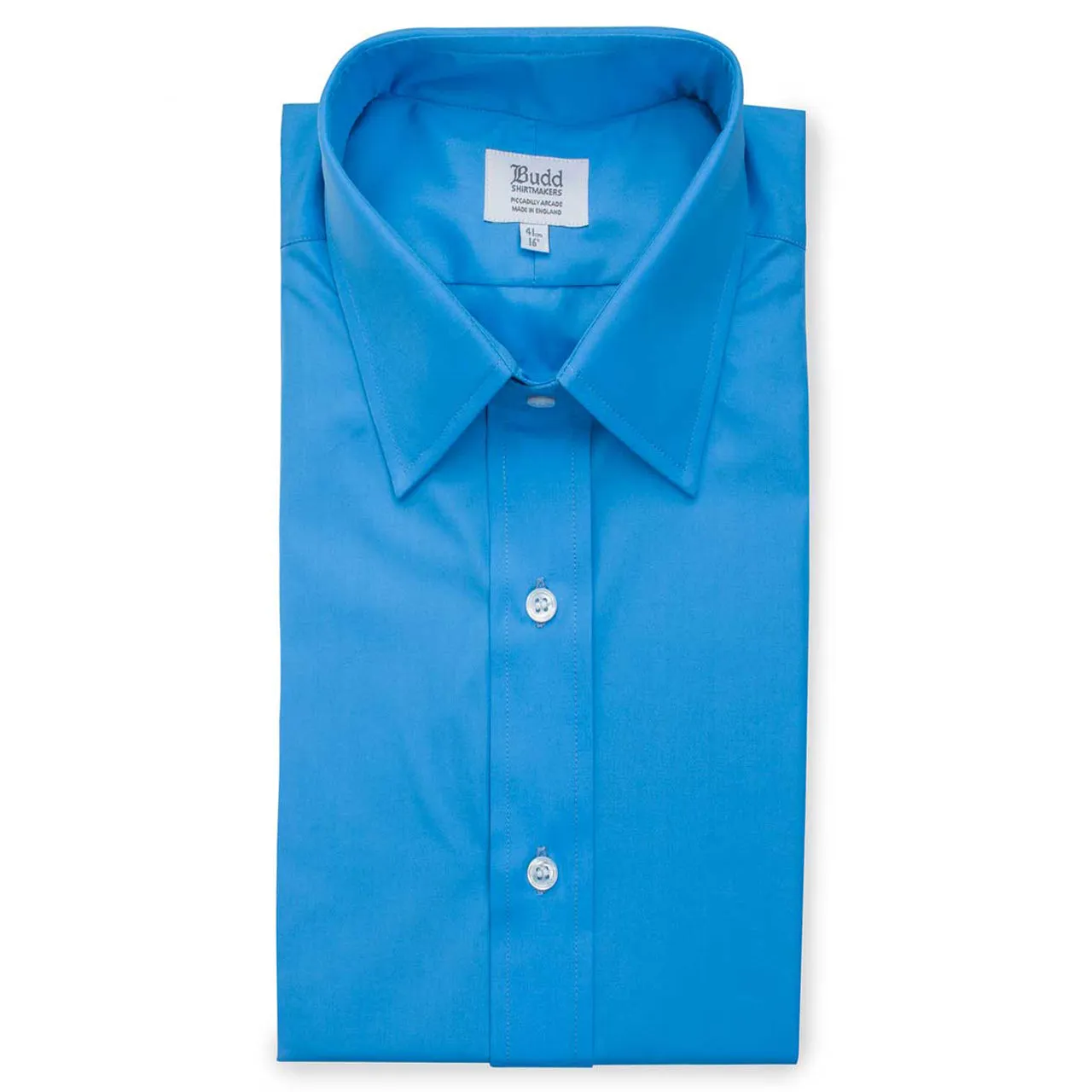 Classic Fit Swiss Poplin Double Cuff Shirt in Saxe Blue