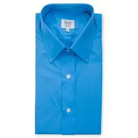 Classic Fit Swiss Poplin Double Cuff Shirt in Saxe Blue