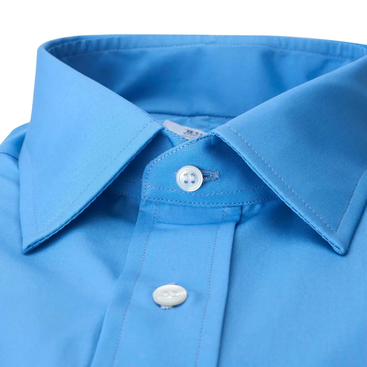 Classic Fit Swiss Poplin Double Cuff Shirt in Saxe Blue