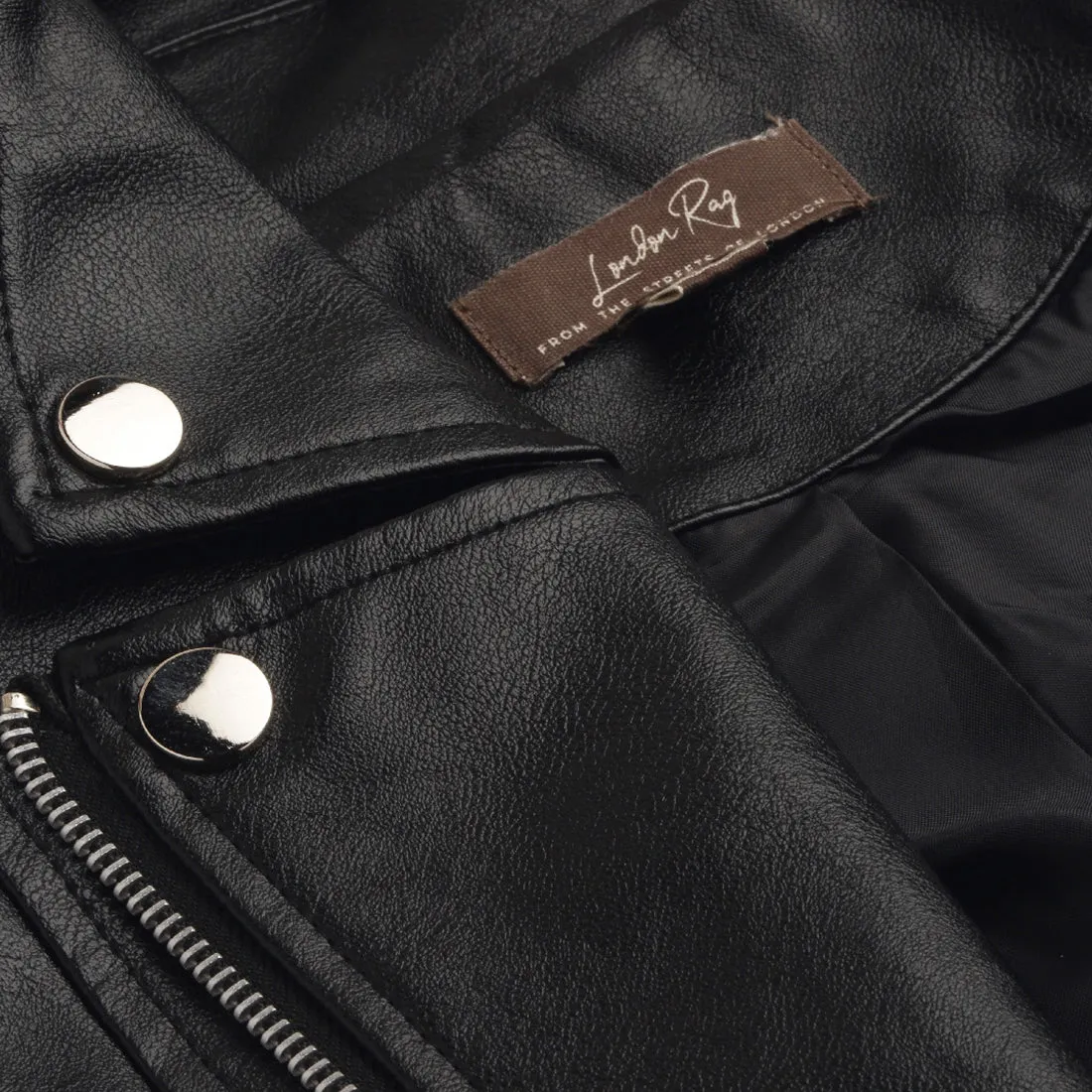 Collared PU Biker Jacket