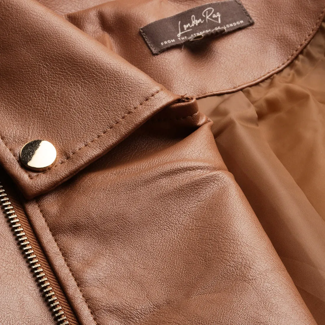 Collared PU Biker Jacket