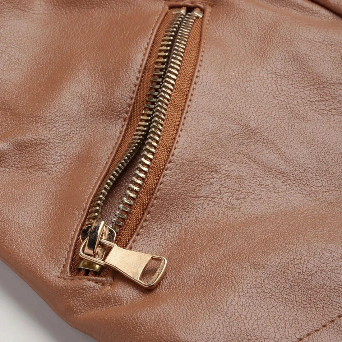 Collared PU Biker Jacket