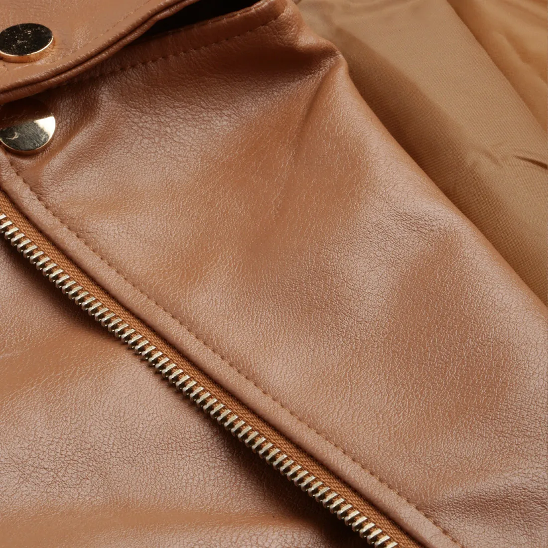 Collared PU Biker Jacket