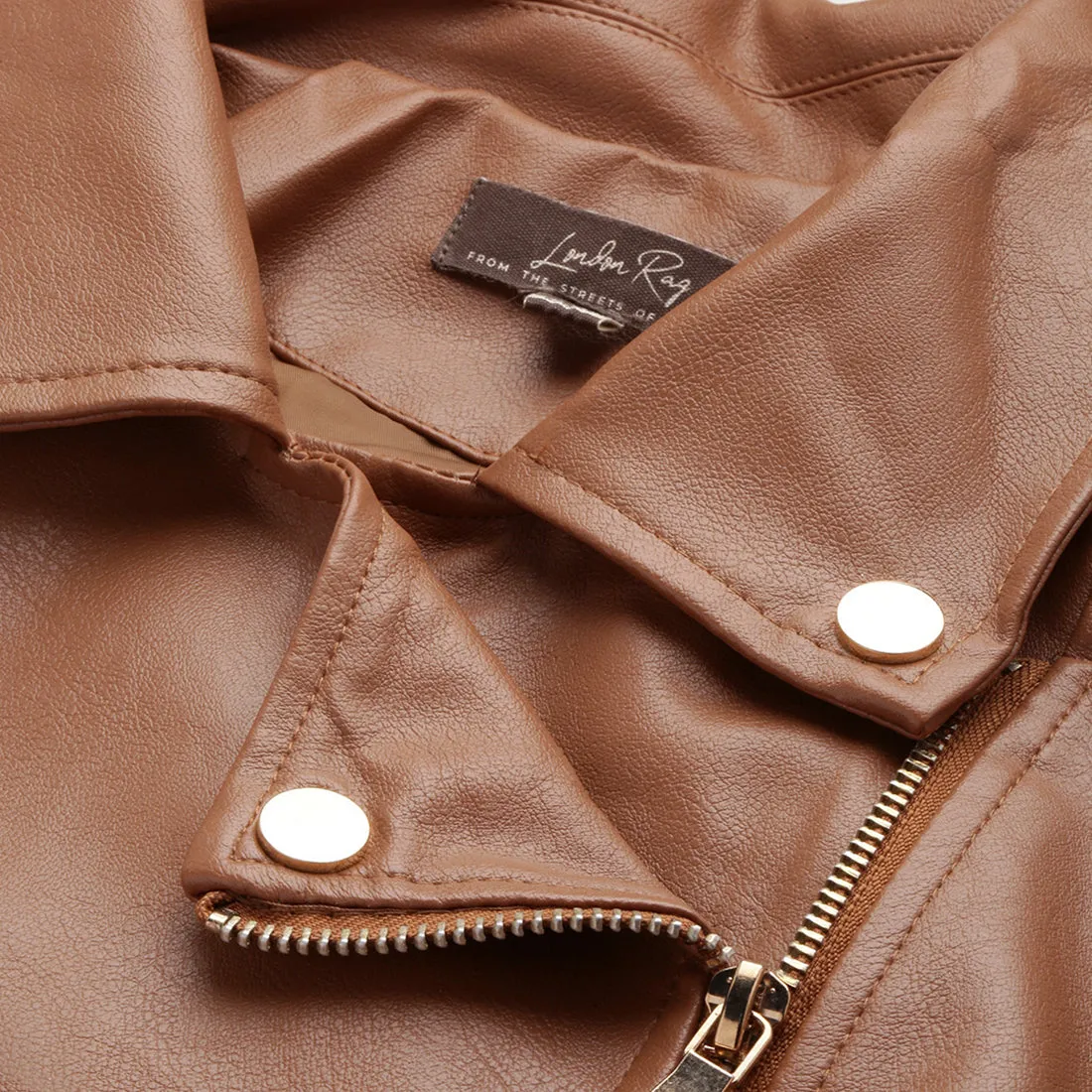 Collared PU Biker Jacket