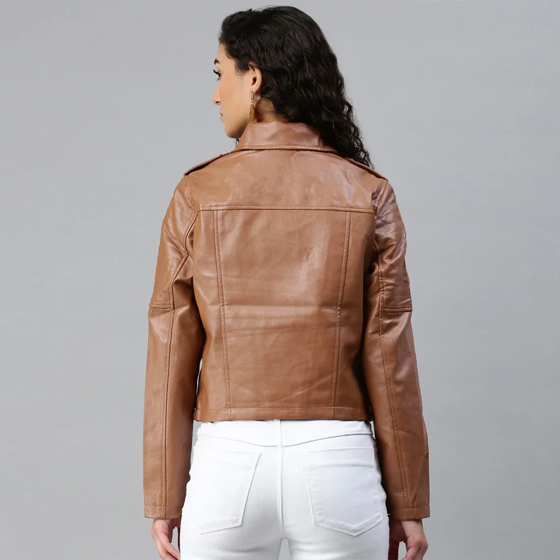 Collared PU Biker Jacket