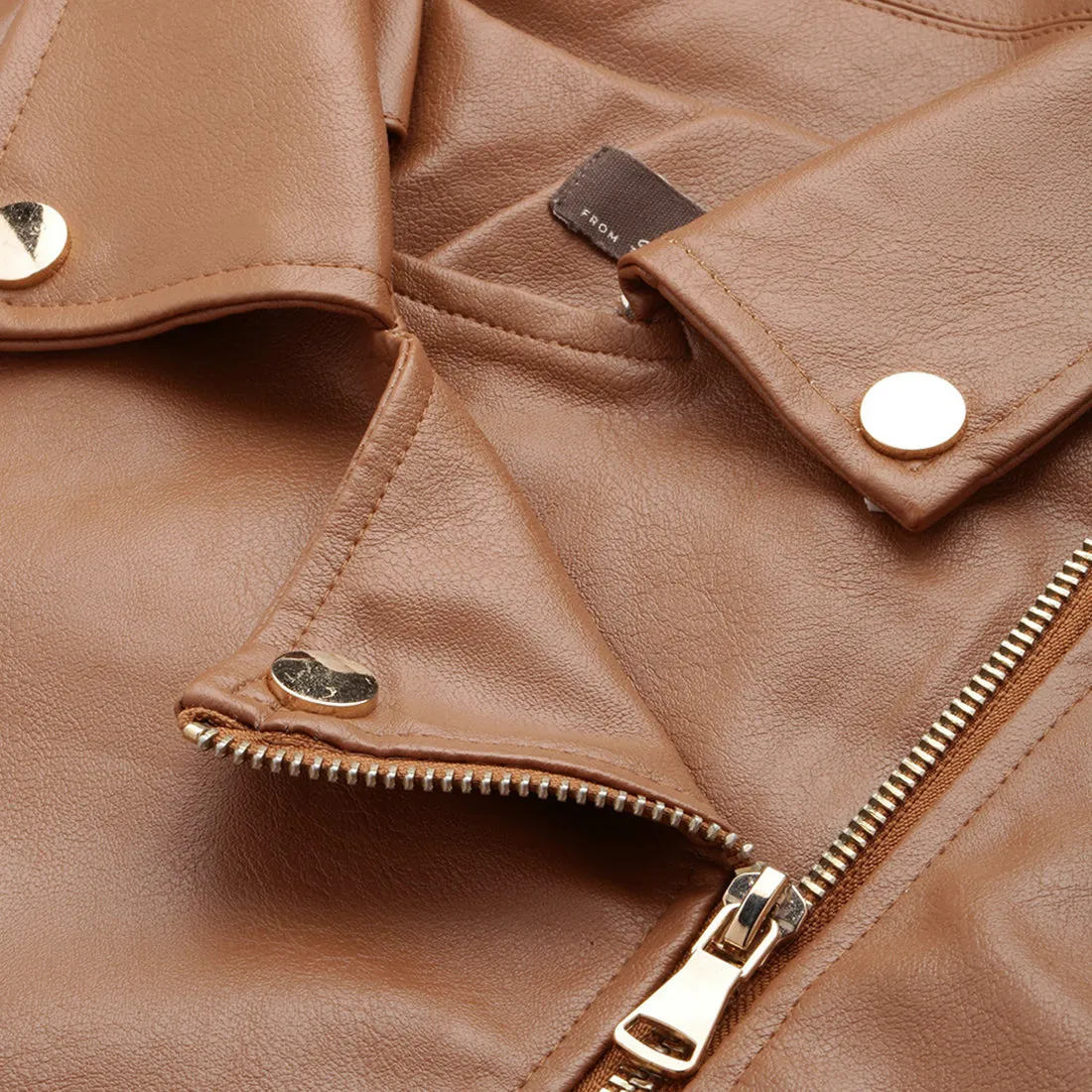 Collared PU Biker Jacket