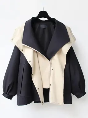 Color Block Hooded Coat