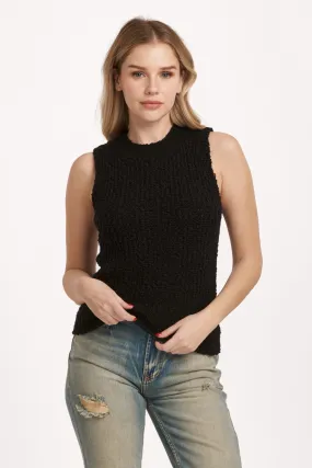 COSETTE CREW NECK SLEEVELESS SWEATER TANK BLACK