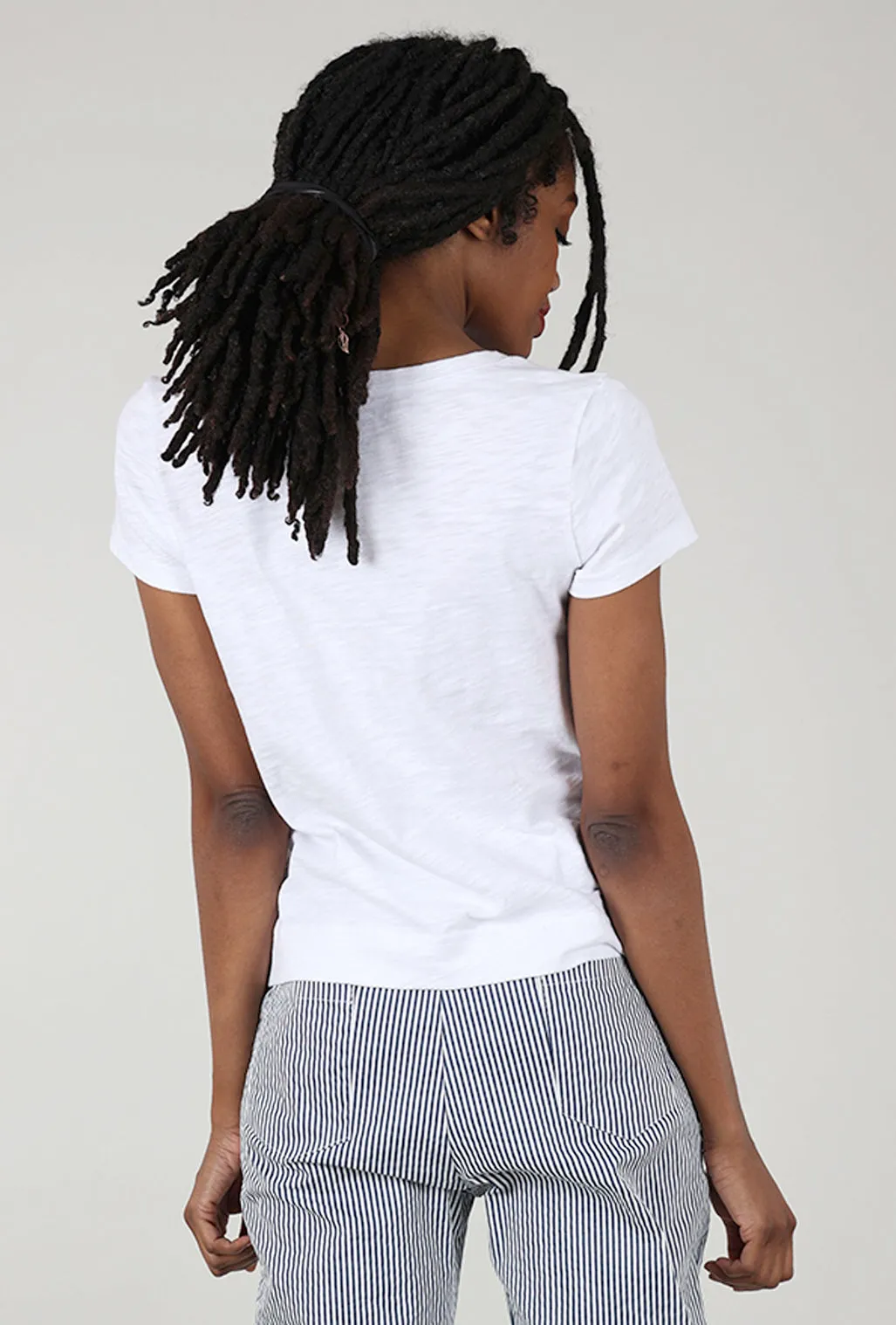 Cotton Slub V-Neck Tee, White