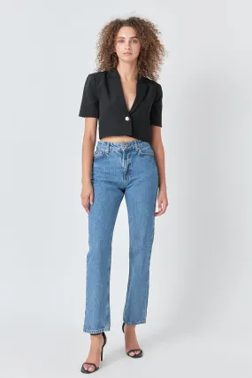 Cropped Short Sleeve Blazer