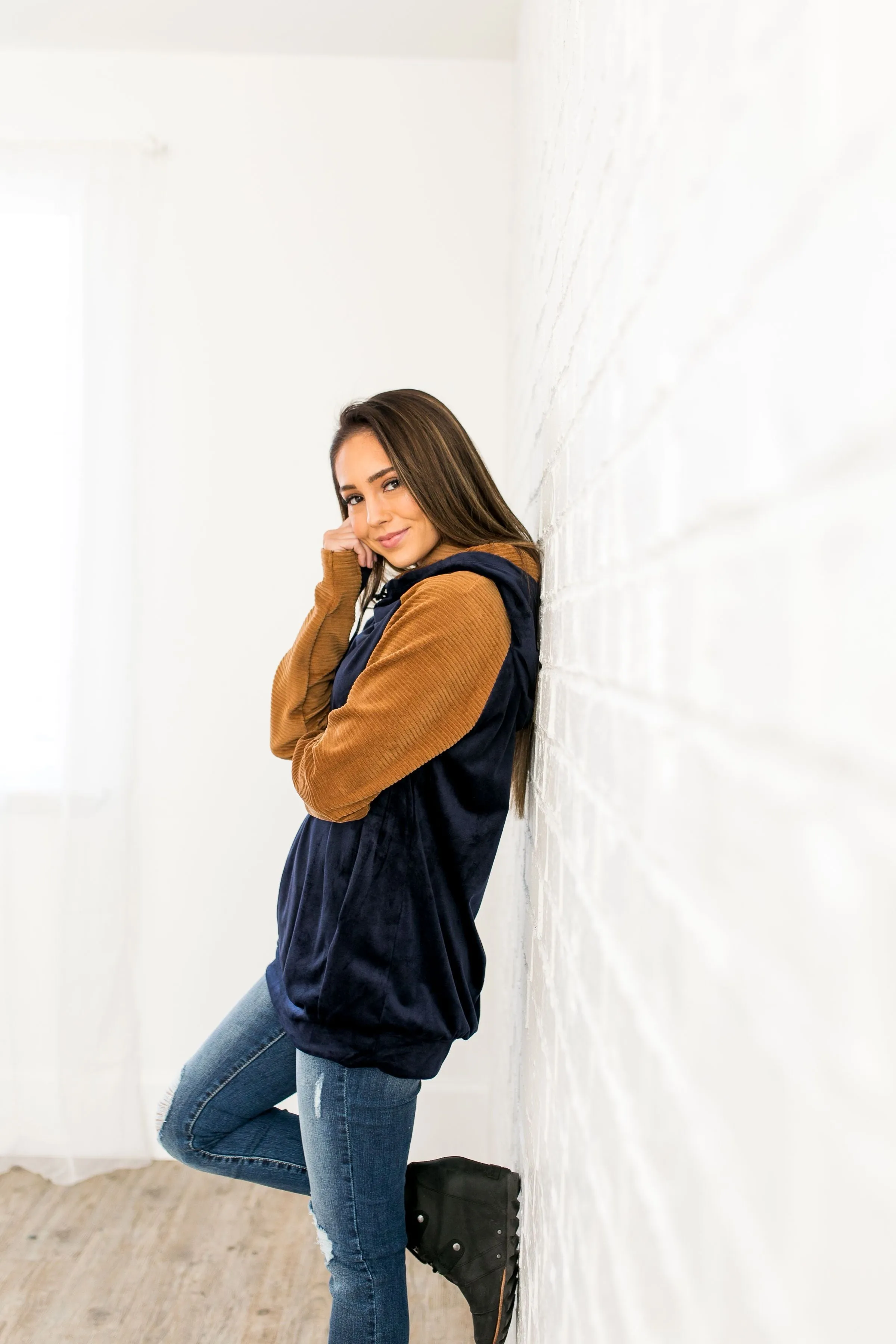 Daydreamer Velour Colorblock Hoodie - ALL SALES FINAL