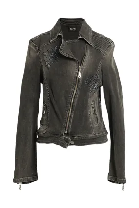 Distressed Black Denim Jacket