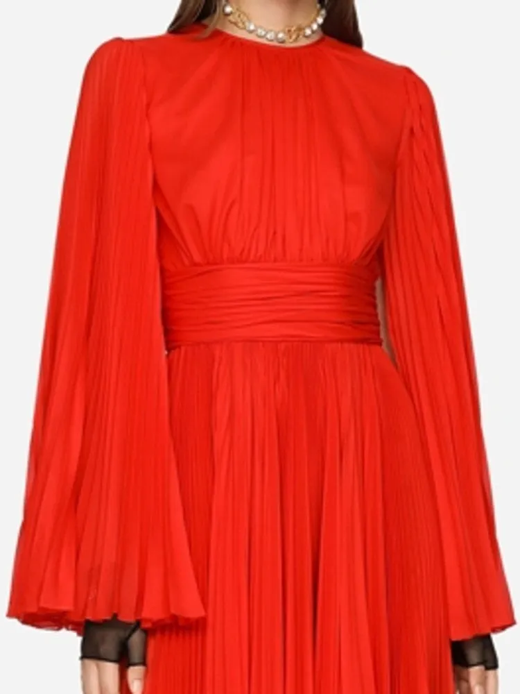 Elegant Long Sleeve Shirring Dress