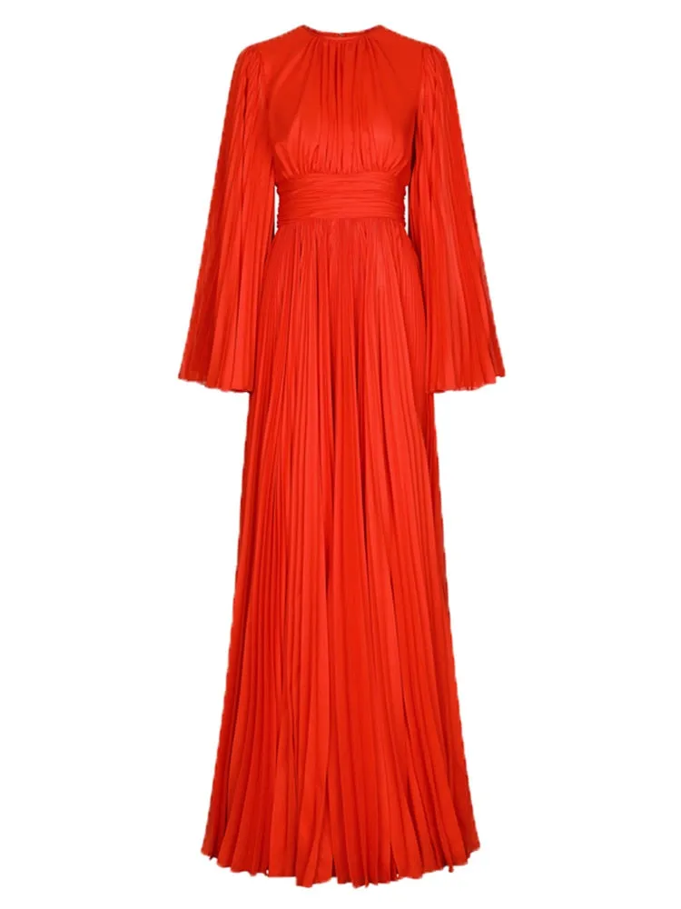 Elegant Long Sleeve Shirring Dress