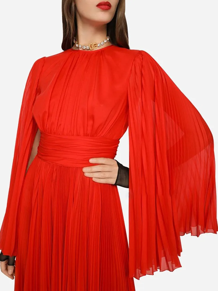 Elegant Long Sleeve Shirring Dress