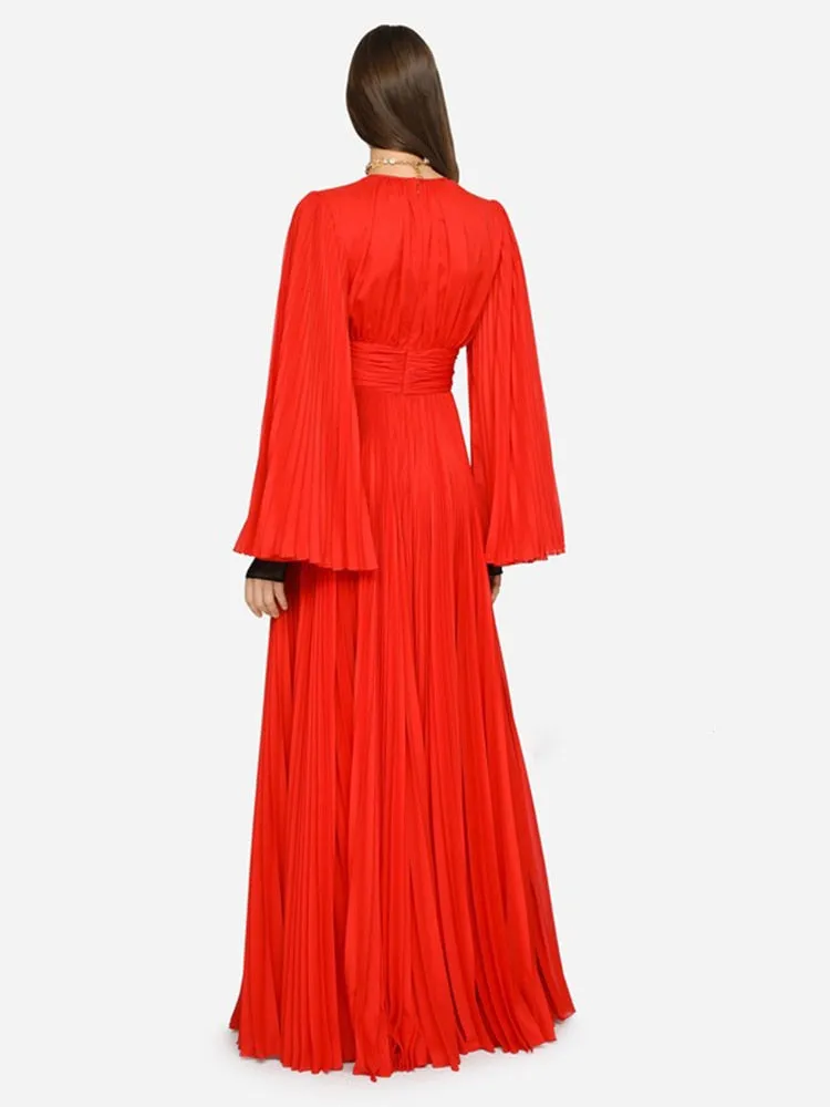 Elegant Long Sleeve Shirring Dress
