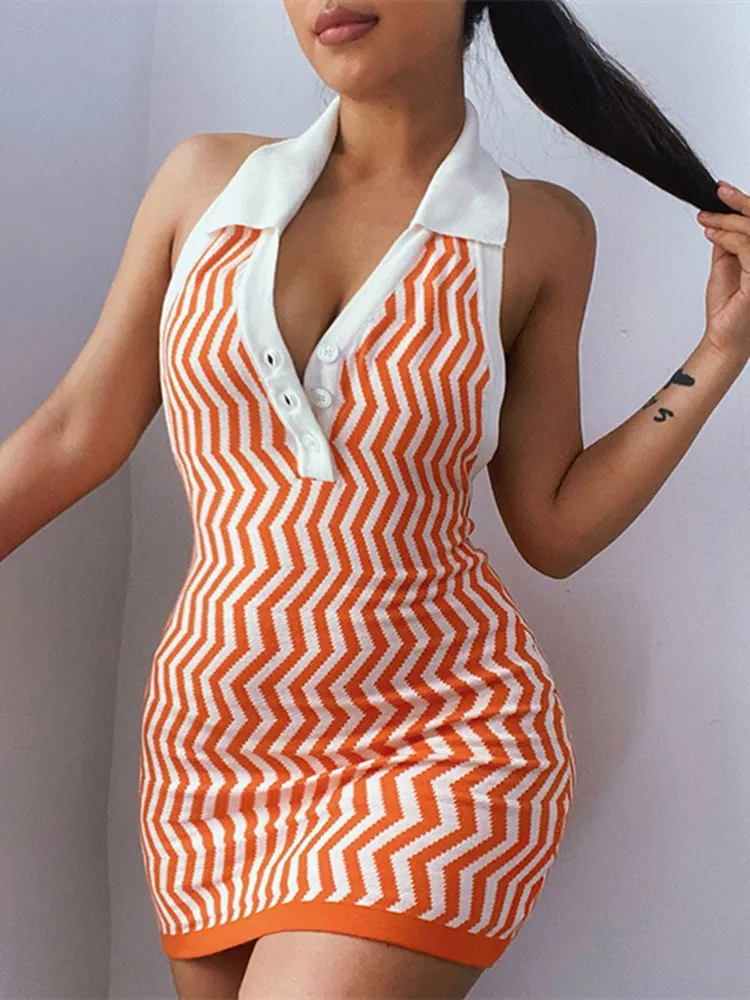 Elegant Striped Mini Dress