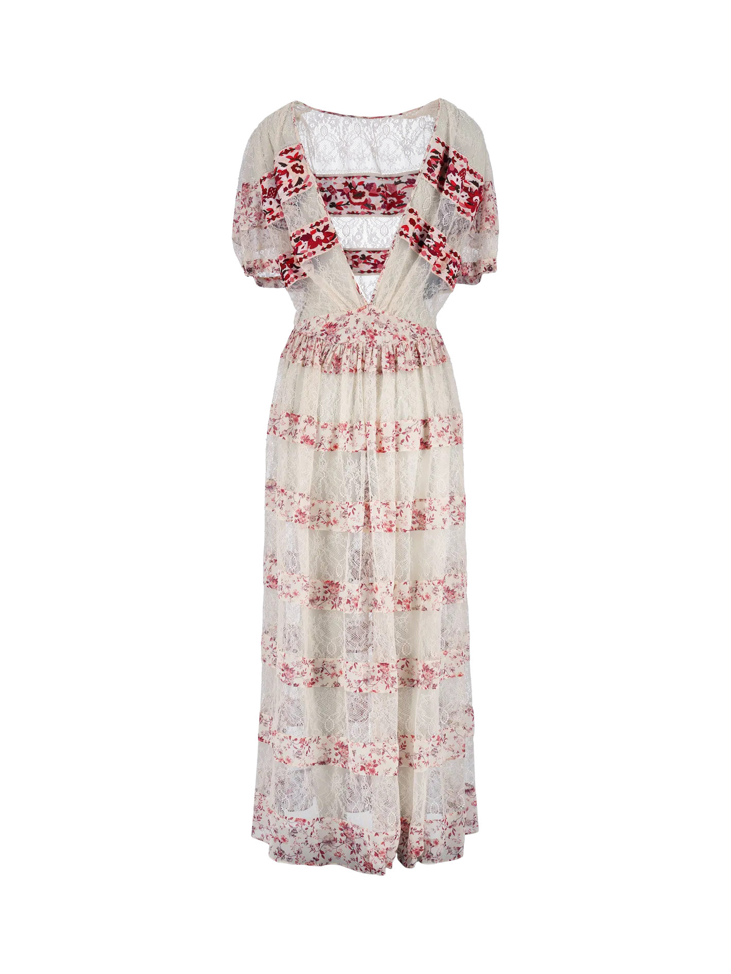 embroidered floral-print silk maxi dress